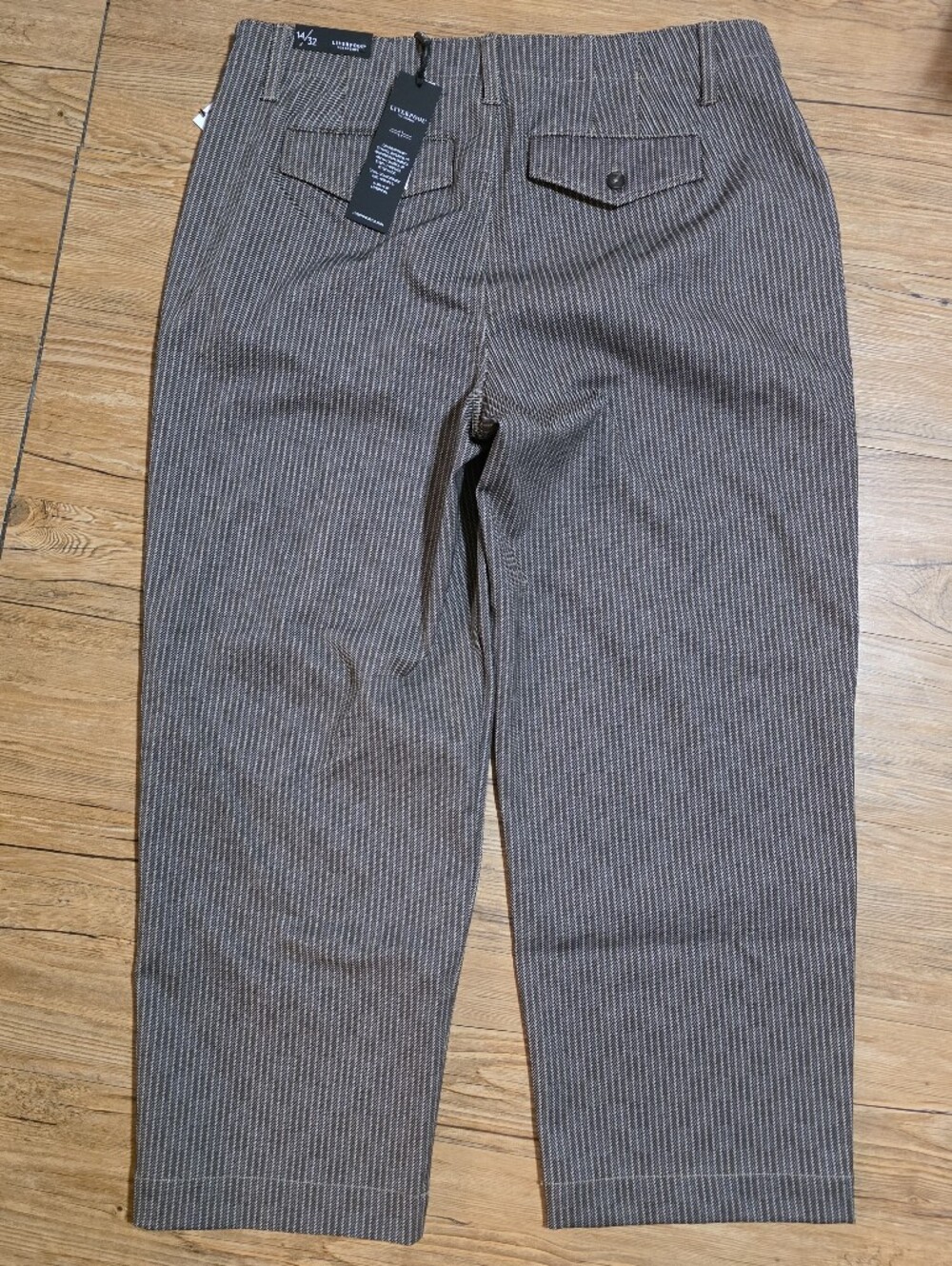 NWT LIVERPOOL CROPPED Wide-Leg Pinstripe Pants in Brown SZ 14/32 - Picture 5 of 10